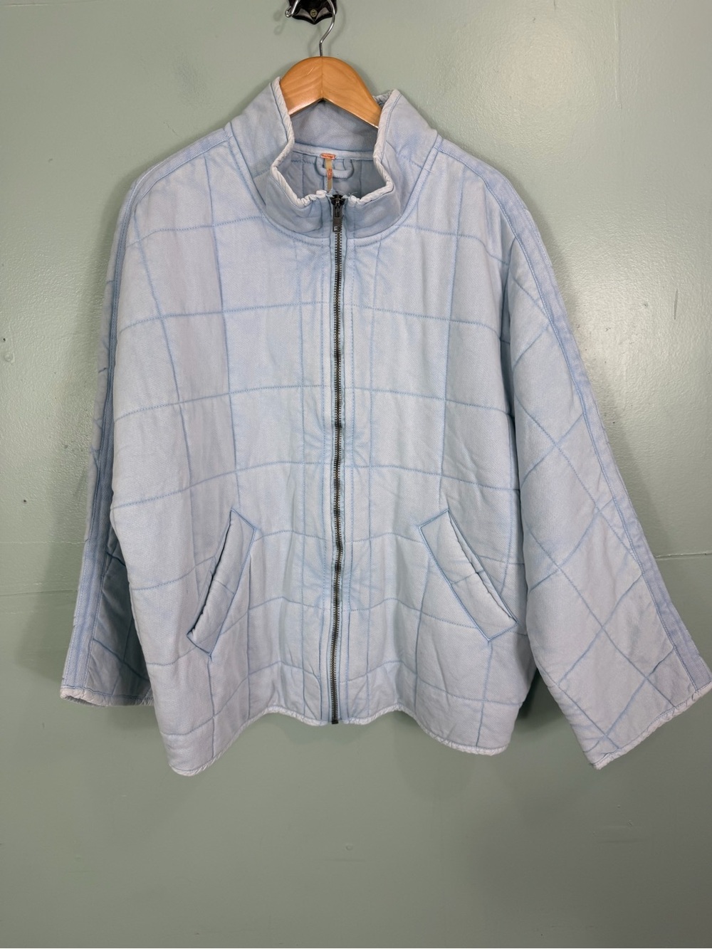 Free People Dolman Quilted Jacket Light Blue Large